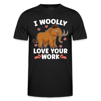Mammouth laineux J’aime ton travail Préhistorique - T-shirt sport Homme - noir - Devant - AI Model Male 178 dark (178cm)