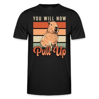 Capybara, vous allez maintenant remonter des rongeurs rétro - T-shirt sport Homme - noir - Devant - AI Model Male 178 dark (178cm)