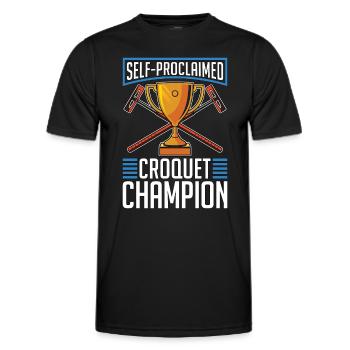 Croquet Self-Proclaimed Croquet Champion Mallet - Men's Functional T-Shirt - black - Front - AI Model Male 178 dark (178cm)