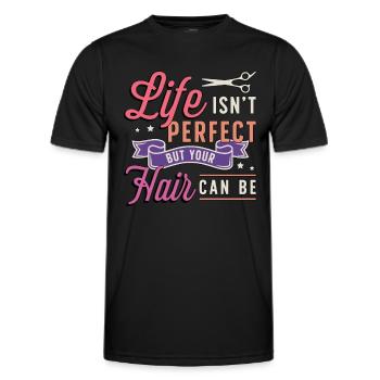 Hairstylist Life Isn't Perfect But Hairdresser - Men's Functional T-Shirt - black - Front - AI Model Male 178 dark (178cm)