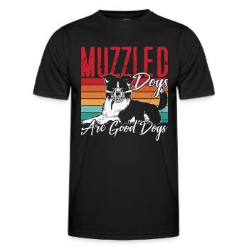 Dresseur de chiens d’assistance Les chiens muselés sont des maîtres-chiens - T-shirt sport Homme - noir - Devant - AI Model Male 178 dark (178cm)