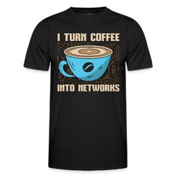 Network Engineer I Turn Coffee Into Programmer - Men's Functional T-Shirt - black - Front - AI Model Male 178 dark (178cm)