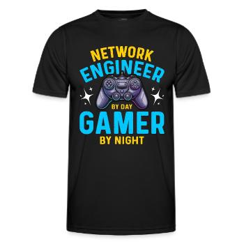 Network Engineer By Day Gamer By Night Programmer - Men's Functional T-Shirt - black - Front - AI Model Male 178 dark (178cm)