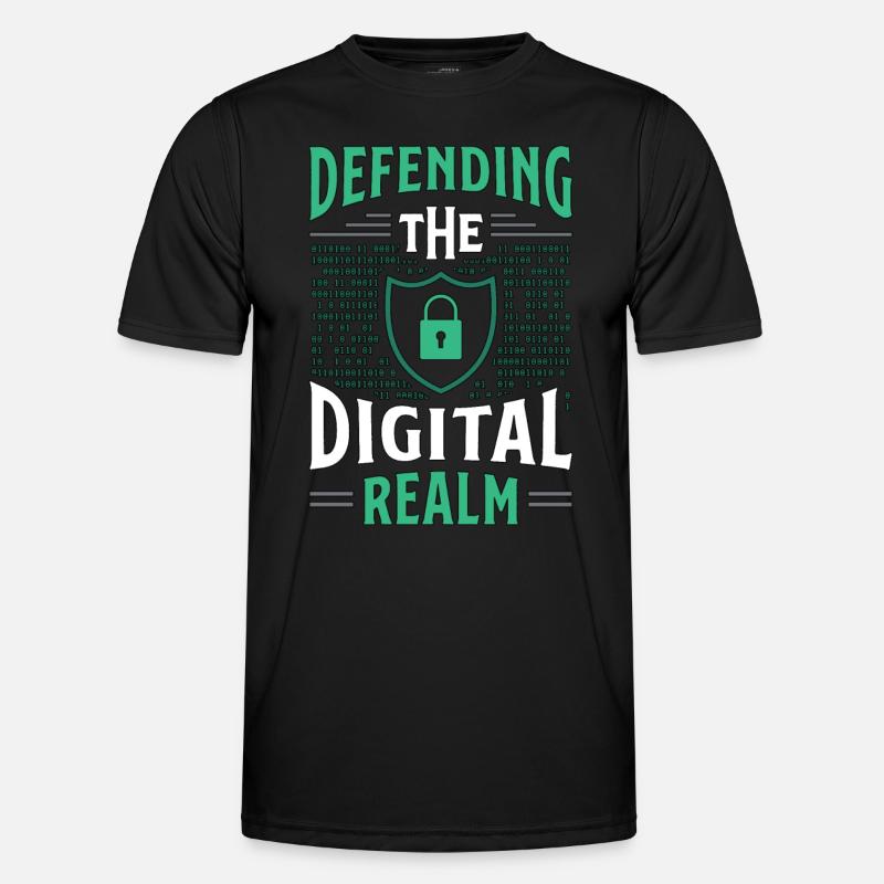 Cybersecurity Defending The Digital Realm Analyst Männer Funktions-T-Shirt