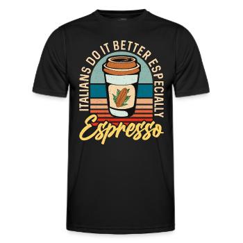 Les Italiens de l’espresso le font mieux Cappuccino Latte - T-shirt sport Homme - noir - Devant - AI Model Male 178 dark (178cm)