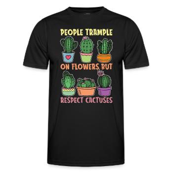 Personnes succulentes piétinent sur les fleurs mais les cactus - T-shirt sport Homme - noir - Devant - AI Model Male 178 dark (178cm)