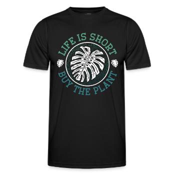 Botany Life Is Short Buy The Plant Horticulture - Men's Functional T-Shirt - black - Front - AI Model Male 178 dark (178cm)