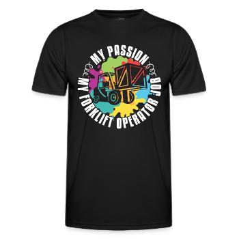 Forklift Operator My Passion My Warehouse Worker - Men's Functional T-Shirt - black - Front - AI Model Male 178 dark (178cm)