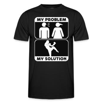 Kickboxer My Problem My Solution Pictogram Mom Dad - Männer Funktions-T-Shirt - Schwarz - Vorne - AI Model Male 178 dark (178cm)