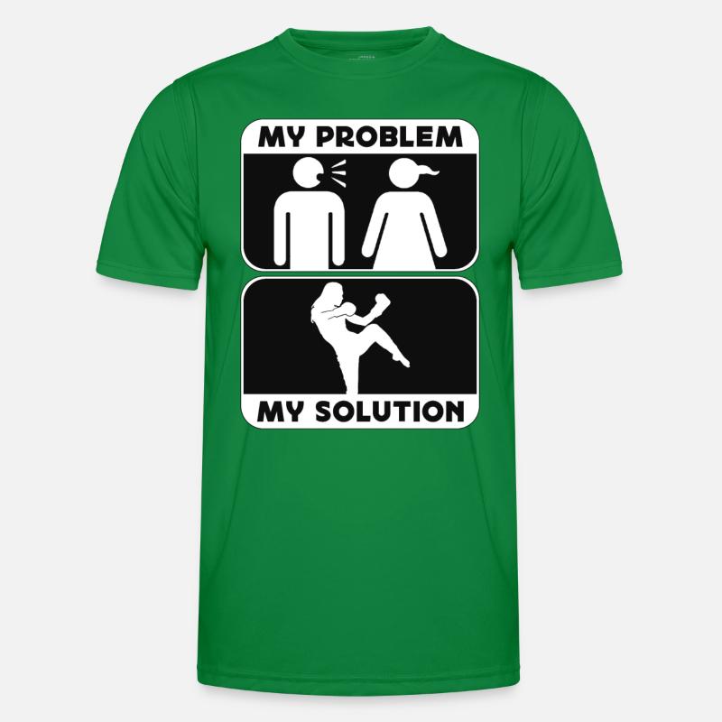 Kickboxer My Problem My Solution Pictogram Mom Dad Männer Funktions-T-Shirt