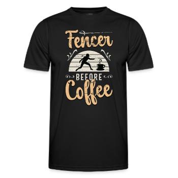 Escrimeur Avant Le Café Épée Combattant Amateur De Café - T-shirt sport Homme - noir - Devant - AI Model Male 178 dark (178cm)