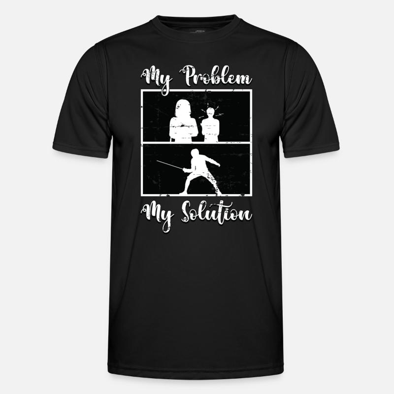 Fencer My Problem My Solution Pictogram Mom Dad Männer Funktions-T-Shirt