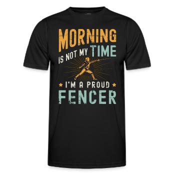 Le matin de l’escrimeur n’est pas mon heure, je suis un combattant à l’épée - T-shirt sport Homme - noir - Devant - AI Model Male 178 dark (178cm)