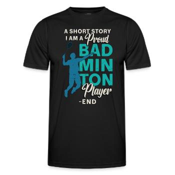 Badminton Player A Short Story Loves Racquet Sport - Men's Functional T-Shirt - black - Front - AI Model Male 178 dark (178cm)