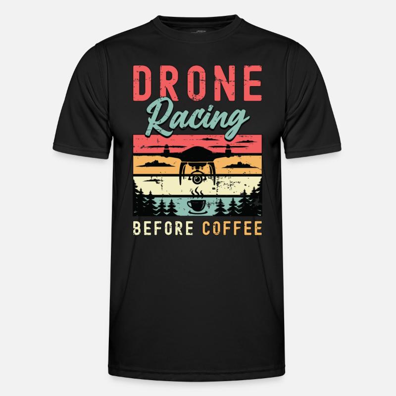 Amateur de course de drones avant la course de drones amateur de café T-shirt sport Homme