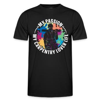 Amoureux de la menuiserie Ma passion Ma menuiserie Menuisier - T-shirt sport Homme - noir - Devant - AI Model Male 178 dark (178cm)