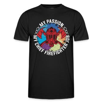 Chief Firefighter My Passion My Chief Fire Service - Men's Functional T-Shirt - black - Front - AI Model Male 178 dark (178cm)