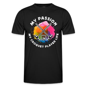 Croquet Player My Passion My Croquet Player Mallet - Men's Functional T-Shirt - black - Front - AI Model Male 178 dark (178cm)