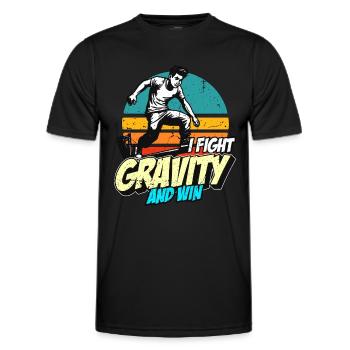 Parkour Je lutte contre la gravité et Backflip Amateur de parkour - T-shirt sport Homme - noir - Devant - AI Model Male 178 dark (178cm)