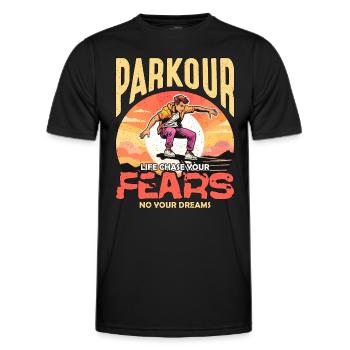 Parkour Life Poursuivez votre amateur de parkour freerunning - T-shirt sport Homme - noir - Devant - AI Model Male 178 dark (178cm)