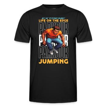 Parkour Extreme Life On The Edge Amateur de Freerunning - T-shirt sport Homme - noir - Devant - AI Model Male 178 dark (178cm)