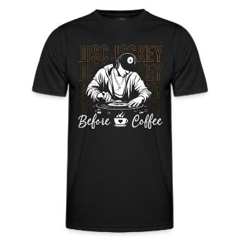 Disc Jockey Before Coffee Turntable Coffee Lover - Männer Funktions-T-Shirt - Schwarz - Vorne - AI Model Male 178 dark (178cm)