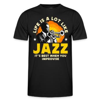 La vie de la musique jazz ressemble beaucoup à celle de son meilleur musicien - T-shirt sport Homme - noir - Devant - AI Model Male 178 dark (178cm)