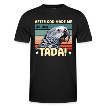 Gris africain après que Dieu m’ait créé, il a dit ornithologue - T-shirt sport Homme - noir - Devant - AI Model Male 178 dark (178cm)