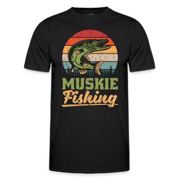 Muskie Fishing Predatory Fish Muskie Fisherman - Men's Functional T-Shirt - black - Front - AI Model Male 178 dark (178cm)