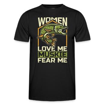 Musky Fishing Women Love Me Muskie Predatory Fish - Men's Functional T-Shirt - black - Front - AI Model Male 178 dark (178cm)