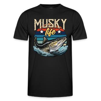 Musky Fishing Musky Life Predatory Fish Fisherman - Men's Functional T-Shirt - black - Front - AI Model Male 178 dark (178cm)