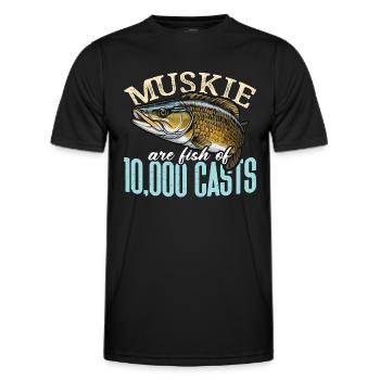 Musky Fishing Muskie Are Fish Of Predatory Fish - Men's Functional T-Shirt - black - Front - AI Model Male 178 dark (178cm)