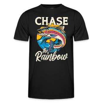 Trout Fishing Chase The Rainbow Fishing Tournament - Men's Functional T-Shirt - black - Front - AI Model Male 178 dark (178cm)