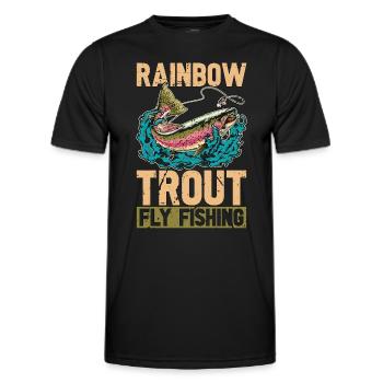 Trout Fishing Rainbow Trout Fly Fishing Tournament - Men's Functional T-Shirt - black - Front - AI Model Male 178 dark (178cm)