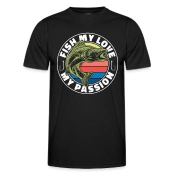 Walleye Fishing Fish My Love My Passion Fisherman - Men's Functional T-Shirt - black - Front - AI Model Male 178 dark (178cm)
