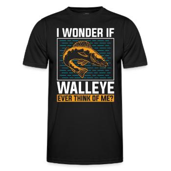 Walleye Fishing I Wonder If Walleye Fishing Lover - Men's Functional T-Shirt - black - Front - AI Model Male 178 dark (178cm)
