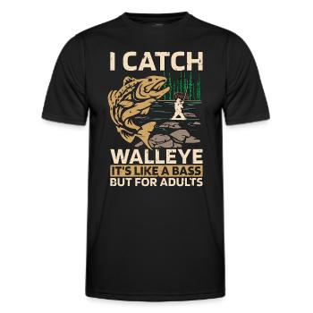 Walleye Fishing I Catch Walleye It's Like Boating - Men's Functional T-Shirt - black - Front - AI Model Male 178 dark (178cm)