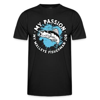 Walleye Fisherman My Passion My Walleye Fishing - Men's Functional T-Shirt - black - Front - AI Model Male 178 dark (178cm)