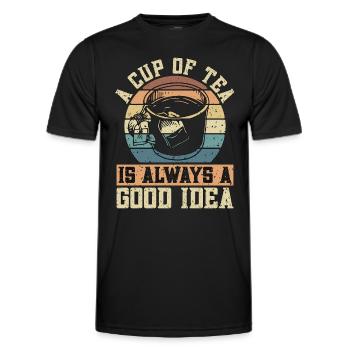 Hot Tea A Cup Of Tea Is Always A Retro Hot Drinks - Männer Funktions-T-Shirt - Schwarz - Vorne - AI Model Male 178 dark (178cm)