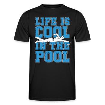 La vie de nageur est cool dans l’entraîneur de natation de la piscine - T-shirt sport Homme - noir - Devant - AI Model Male 178 dark (178cm)