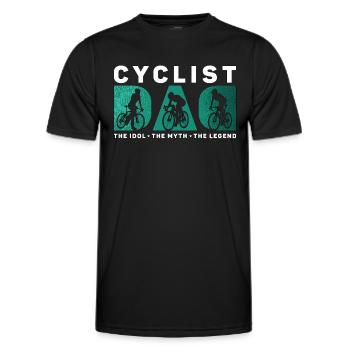 Papa cycliste L’idole Le mythe Le vététiste - T-shirt sport Homme - noir - Devant - AI Model Male 178 dark (178cm)