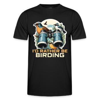 Birdwatching I'd Rather Be Birding Ornithologist - Men's Functional T-Shirt - black - Front - AI Model Male 178 dark (178cm)