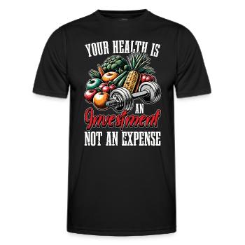 Health Coach Your Health Is An Investment Workout - Men's Functional T-Shirt - black - Front - AI Model Male 178 dark (178cm)