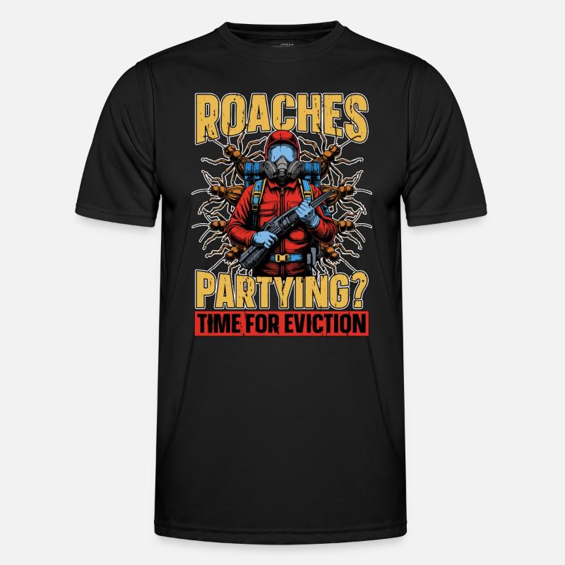Pest Control Roaches Partying Time Spraying Bugs Men's Functional T-Shirt