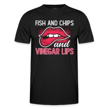 Fish And Chips And Vinegar Lips British Delicacy - Men's Functional T-Shirt - black - Front - AI Model Male 178 dark (178cm)