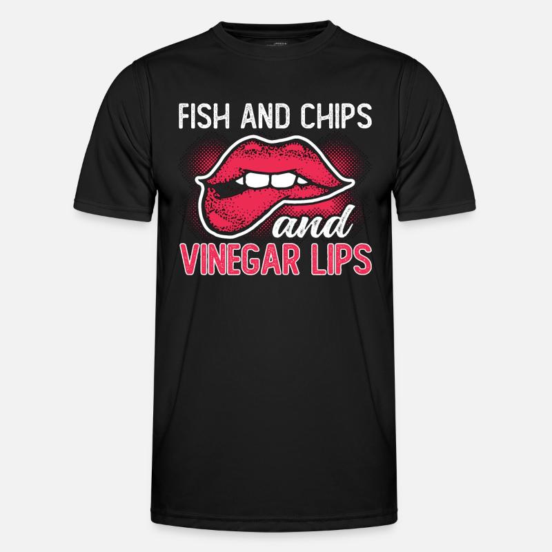 Fish And Chips And Vinegar Lips British Delicacy Männer Funktions-T-Shirt