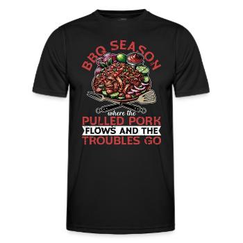 Pulled Pork BBQ Season Where The Pulled Grilling - Men's Functional T-Shirt - black - Front - AI Model Male 178 dark (178cm)