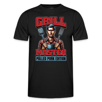 Pulled Pork BBQ Grill Master Pulled Barbecue Lover - Men's Functional T-Shirt - black - Front - AI Model Male 178 dark (178cm)