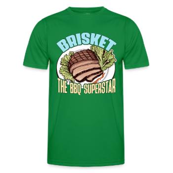 Brisket The BBQ Grilled Meat Brisket Barbecue - Men's Functional T-Shirt - kelly green - Front - AI Model Male 178 dark (178cm)