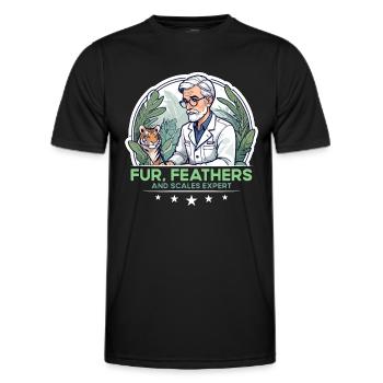 Zoologiste expert en plumes et écailles Zoologie - T-shirt sport Homme - noir - Devant - AI Model Male 178 dark (178cm)